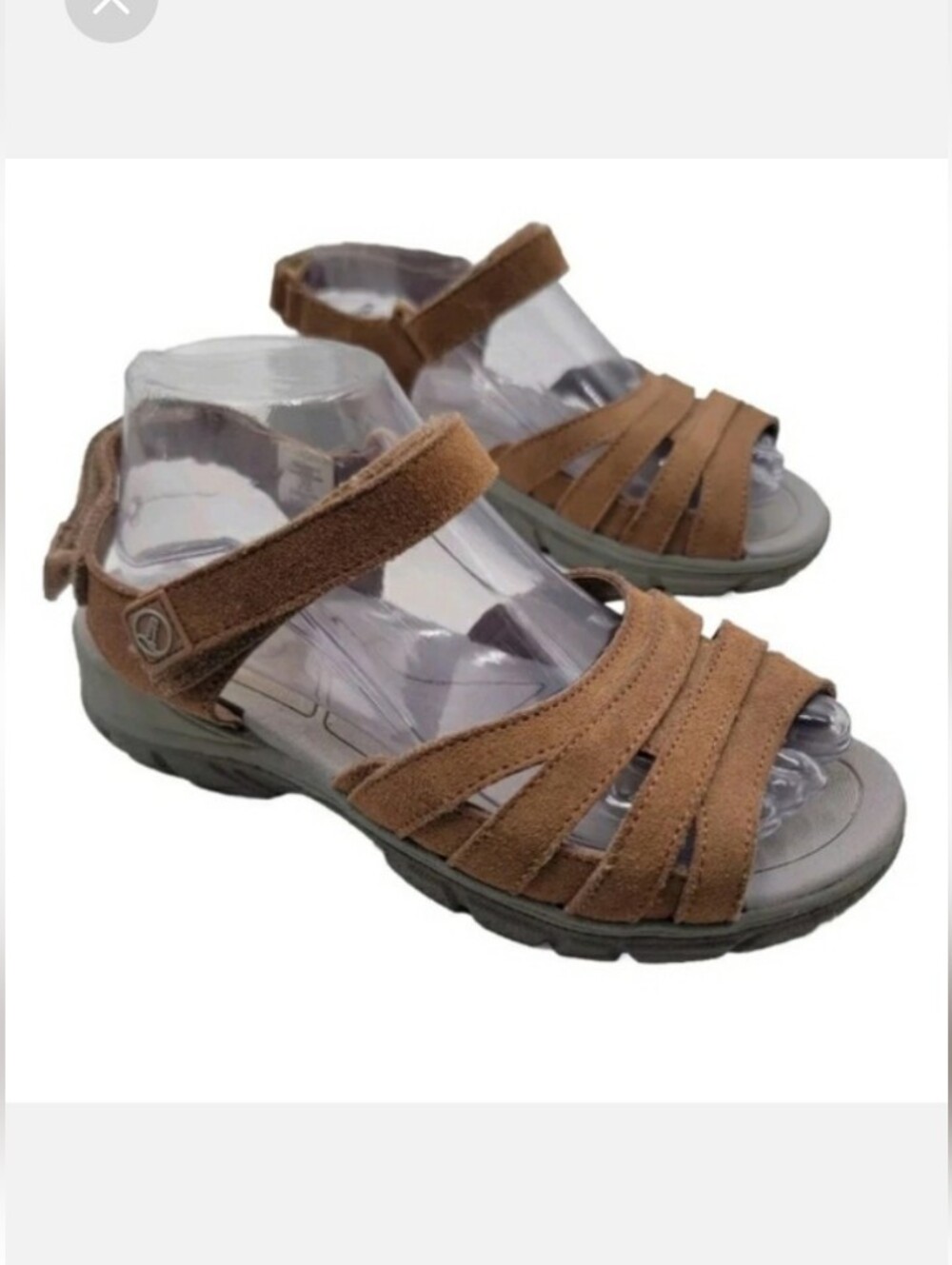 Lands' End tan suede all-weather walking sandals. Size 8.5B